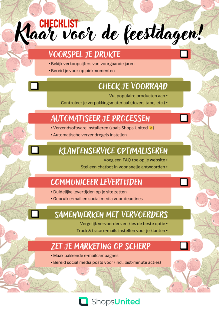 checklist voorbereiden feestdagen